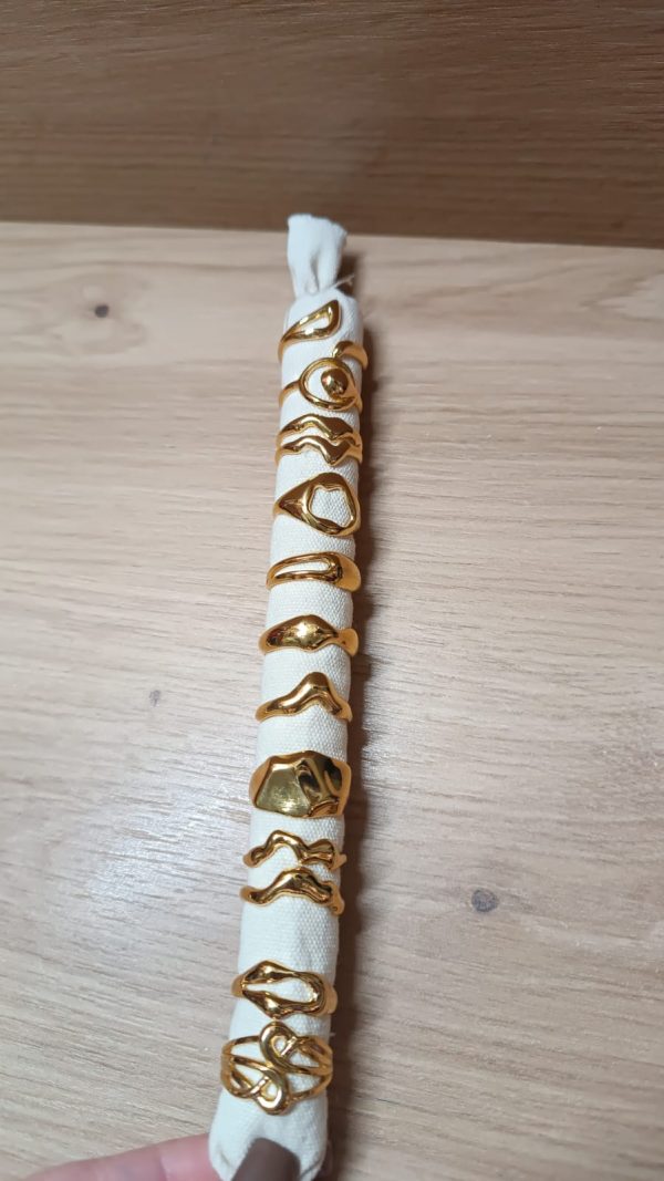 ANILLOS DE ACERO AJUSTABLES DORADOS