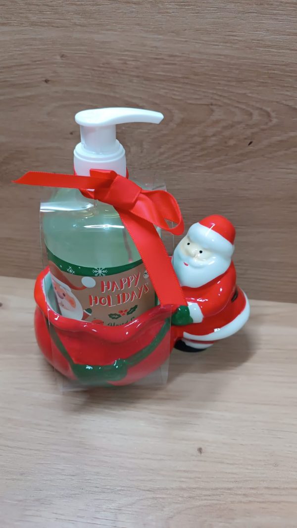 GEL DE MANOS CON PAPA NOEL DE CERAMICA